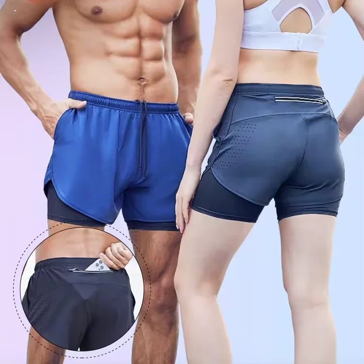 Shorts de corrida de maratona secagem rápida para homens e mulheres