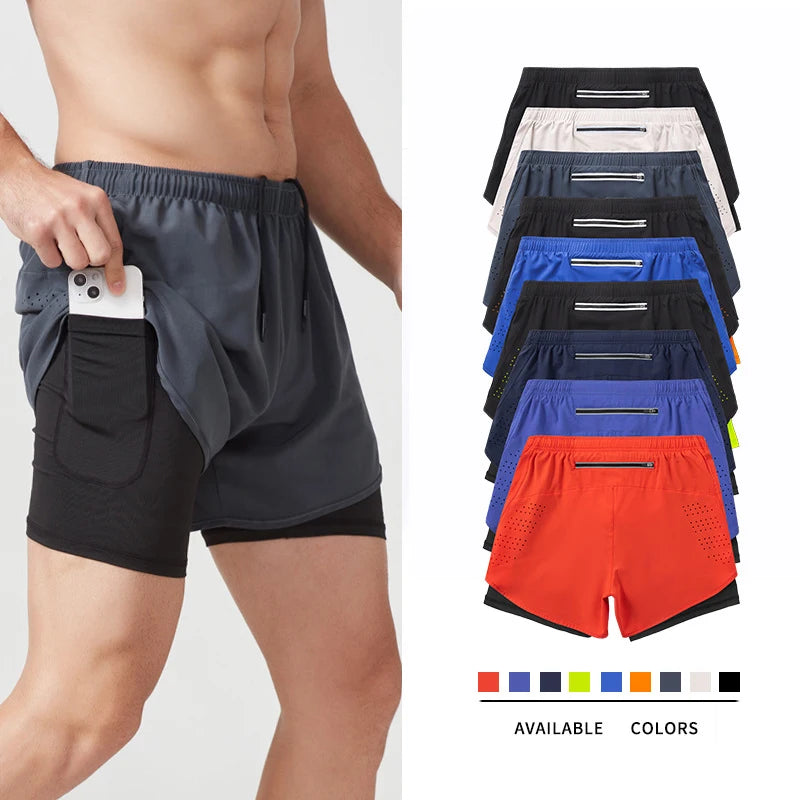 Shorts de corrida de maratona secagem rápida para homens e mulheres